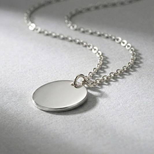 Ketting met Ronde Hanger - Graveerbaar - RVS - Zilver