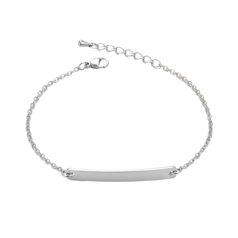 Schakelarmband met Bar - Graveerbaar - RVS - Zilver