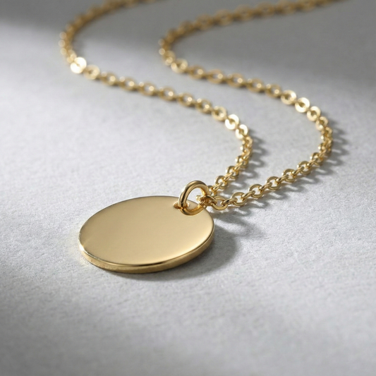 Ketting met Ronde Hanger - Graveerbaar - RVS - Goud