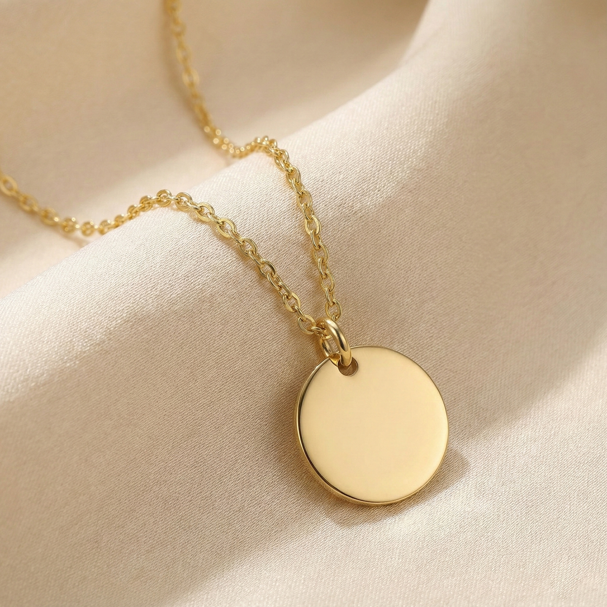 Ketting met Ronde Hanger - Graveerbaar - RVS - Goud
