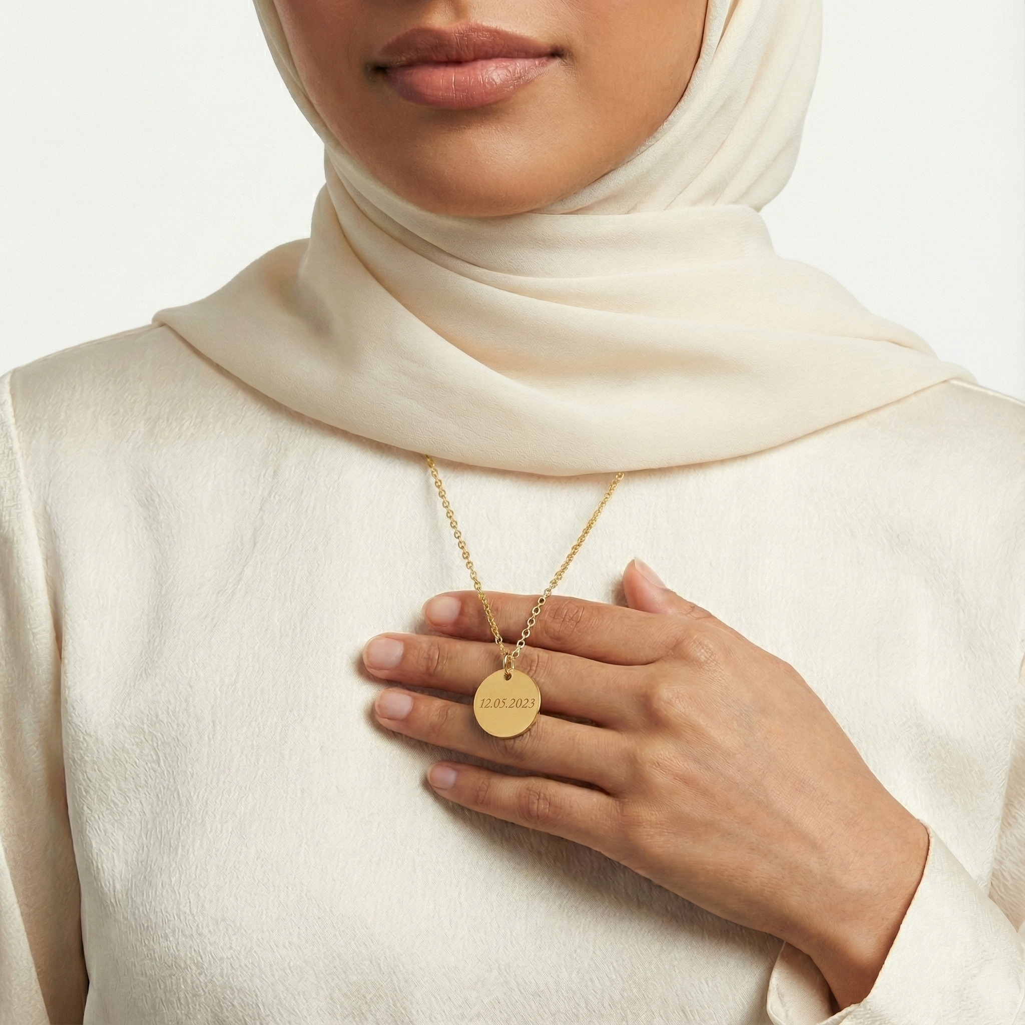 Ketting met Ronde Hanger - Graveerbaar - RVS - Goud