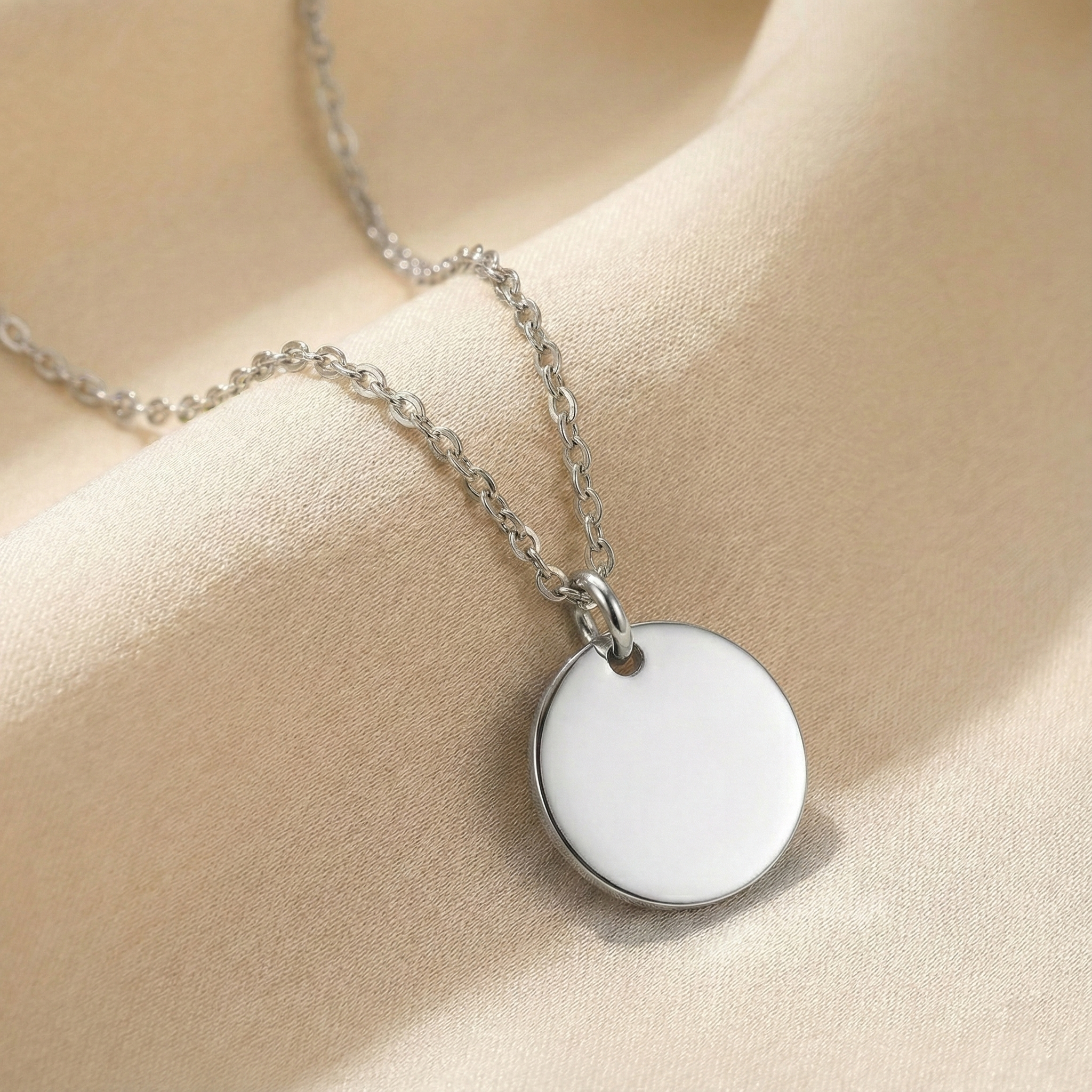 Ketting met Ronde Hanger - Graveerbaar - RVS - Zilver